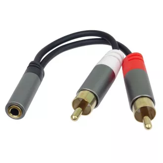 PremiumCord kabel HQ Jack 3.5mm żeński - 2x CINCH męski 15cm