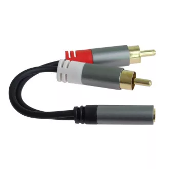 PremiumCord kabel HQ Jack 3.5mm żeński - 2x CINCH męski 15cm