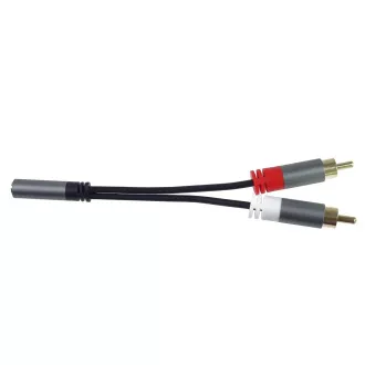 PremiumCord kabel HQ Jack 3.5mm żeński - 2x CINCH męski 15cm