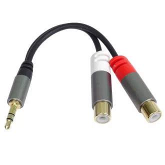 PremiumCord kabel HQ Jack 3.5mm męski - 2x CINCH żeński 15cm