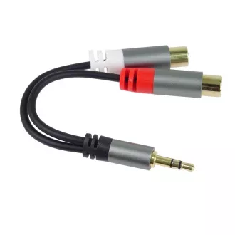 PremiumCord kabel HQ Jack 3.5mm męski - 2x CINCH żeński 15cm