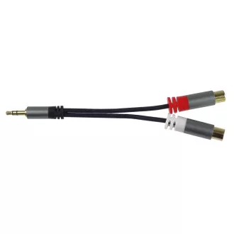 PremiumCord kabel HQ Jack 3.5mm męski - 2x CINCH żeński 15cm