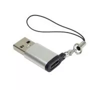 PremiumCord Adapter USB3.0 A męski - USB-C żeński, srebrny z pętlą do zawieszania