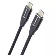 PREMIUMCORD Kabel USB-C M/M, 240W 480Mbps czarny bawełniany oplot, 0, 5m