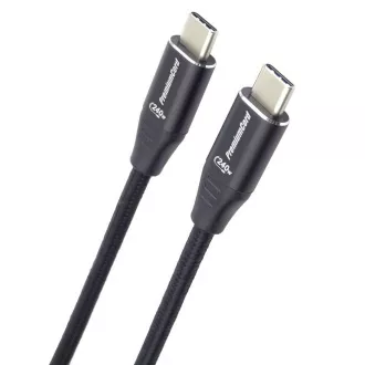PREMIUMCORD Kabel USB-C M/M, 240W 480Mbps czarny bawełniany oplot, 1m
