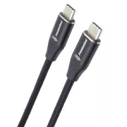 PREMIUMCORD Kabel USB-C M/M, 240W 480Mbps czarny bawełniany oplot, 2m