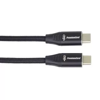 PREMIUMCORD Kabel USB-C M/M, 240W 480Mbps czarny bawełniany oplot, 2m