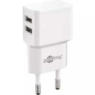 Goobay Adapter zasilania i ładowania 230V do 2x USB, maks. 2, 4A, biały