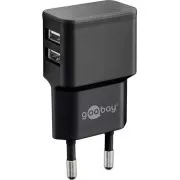 Goobay Adapter zasilania i ładowania 230V do 2x USB, maks. 2, 4A, czarny