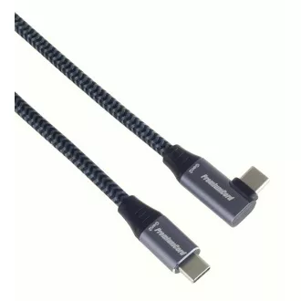 Zakrzywiony kabel PREMIUMCORD USB-C (USB 3.2 Gen2x2, 5A, 100W, 20Gbit/s) 3m, szary
