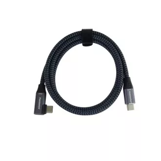 Zakrzywiony kabel PREMIUMCORD USB-C (USB 3.2 Gen2x2, 5A, 100W, 20Gbit/s) 3m, szary