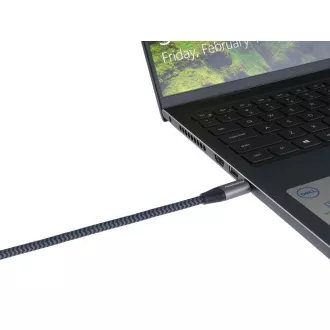 Zakrzywiony kabel PREMIUMCORD USB-C (USB 3.2 Gen2x2, 5A, 100W, 20Gbit/s) 3m, szary