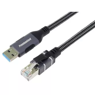 PremiumCord Kabel Ethernet USB3.2 do LAN RJ45 10/100/1000, 3m
