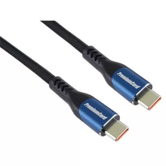 Kabel PremiumCord USB-C (USB 3.2 GEN 2x2, 5A, 100W, 20Gbit/s) 1, 5m, bawełniany oplot