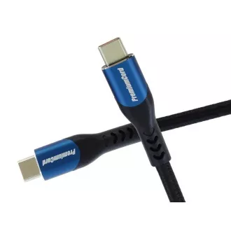 Kabel PremiumCord USB-C (USB 3.2 GEN 2x2, 5A, 100W, 20Gbit/s) 1, 5m, bawełniany oplot