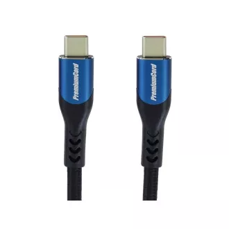 Kabel PremiumCord USB-C (USB 3.2 GEN 2x2, 5A, 100W, 20Gbit/s) 1, 5m, bawełniany oplot