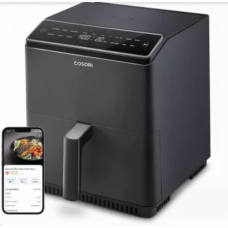 Cosori Dual Blaze 6.4L SMART frytownica na gorące powietrze   5x szpikulec i grill. ruszt, czarny