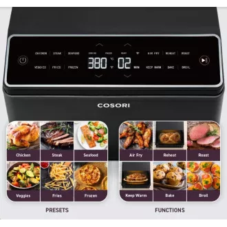 Cosori Dual Blaze 6.4L SMART frytownica na gorące powietrze   5x szpikulec i grill. ruszt, czarny