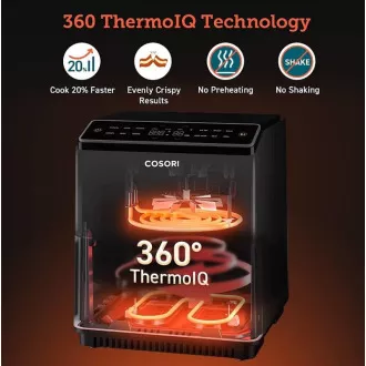 Cosori Dual Blaze 6.4L SMART frytownica na gorące powietrze   5x szpikulec i grill. ruszt, czarny