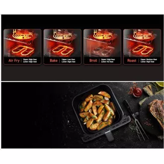Cosori Dual Blaze 6.4L SMART frytownica na gorące powietrze   5x szpikulec i grill. ruszt, czarny