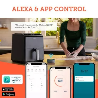 Cosori Dual Blaze 6.4L SMART frytownica na gorące powietrze   5x szpikulec i grill. ruszt, czarny