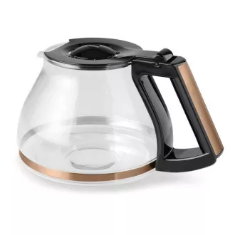 Ekspres do kawy Melitta AromaFresh 1021-04 z młynkiem, tacką ociekową, szklanym dzbankiem, 1180 W, wyświetlaczem, miedziany