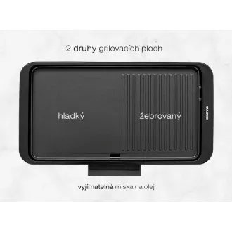 Grill elektryczny stołowy Orava Grillchef-5, 2000 W, 2 powierzchnie do gotowania, 60-220°C, taca ociekowa