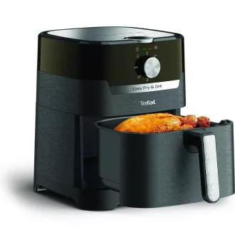 TEFAL EY501815 Easy Fry & Grill frytownica na gorące powietrze, smażenie i grillowanie, 4, 2 l, 1550 W, sterowanie mechaniczne, czarna