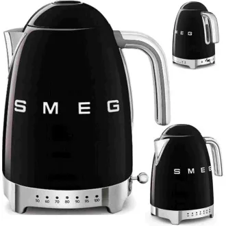 Czajnik elektryczny Smeg KLF04BLEU, 1, 7 l (7 filiżanek), 2400 W, 50s style, regulacja temperatury, 7 programów, czarny