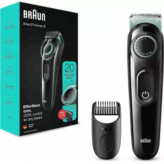 Trymer do brody Braun BT3323, 20 ustawień długości, od 0,5 do 10 mm, szczoteczka do czyszczenia, czarny