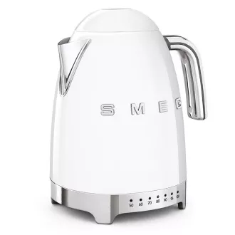Czajnik elektryczny Smeg KLF04WHEU, 1, 7 l (7 filiżanek), 2400 W, 50s style, regulacja temperatury, 7 programów, biały