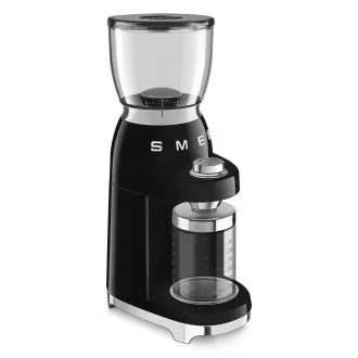 Młynek do kawy Smeg CGF11BLEU, 150 W, regulacja grubości mielenia, młynek ze stali nierdzewnej, pojemnik tritan, czarny
