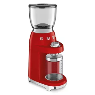 Młynek do kawy Smeg CGF11RDEU, 150 W, regulacja grubości mielenia, młynek ze stali nierdzewnej, pojemnik tritan, czerwony