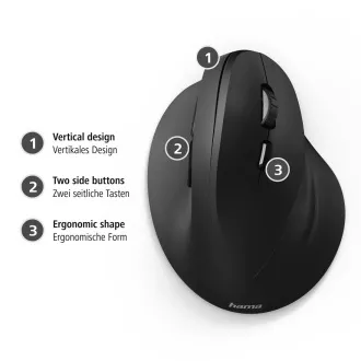 Hama pionowa ergonomiczna mysz bezprzewodowa EMW-500, 6 przycisków, czarna Hama pionowa ergonomiczna mysz bezprzewodowa EMW-500, 6 przycisków, czarna