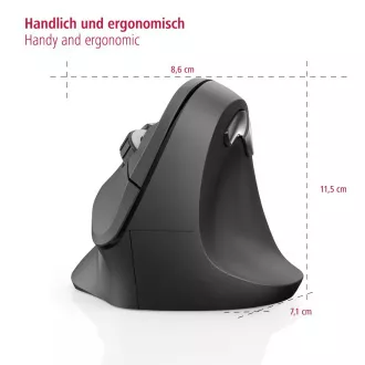 Hama pionowa ergonomiczna mysz bezprzewodowa EMW-500, 6 przycisków, czarna Hama pionowa ergonomiczna mysz bezprzewodowa EMW-500, 6 przycisków, czarna