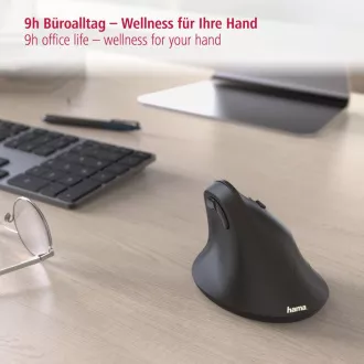 Hama pionowa ergonomiczna mysz bezprzewodowa EMW-500, 6 przycisków, czarna Hama pionowa ergonomiczna mysz bezprzewodowa EMW-500, 6 przycisków, czarna