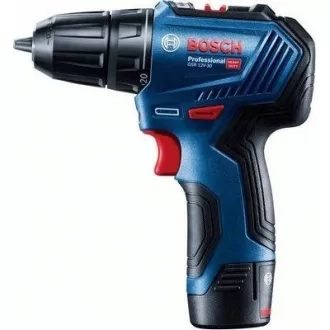 BOSCH GSR 12V-30, akumulatorowa wkrętarko-wiertarka, 0 - 420 / 0 - 1.600 obr/min, 8 mm, zestaw bitów i wierteł, torba
