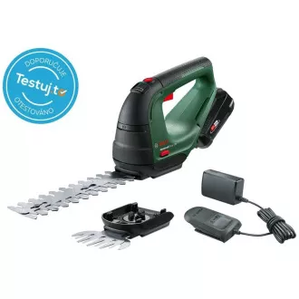 BOSCH AdvancedShear 18V-10, akumulatorowy zestaw do cięcia krzewów i trawy, 18 V, długość 20 cm, akumulator
