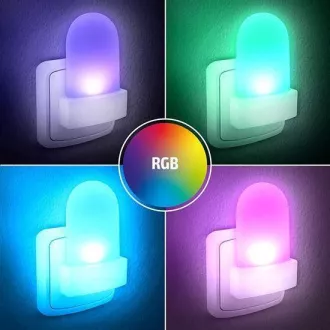 Lampka nocna LED Solight RGB z czujnikiem światła, możliwość wyboru barwy światła, 230V Lampka nocna LED Solight RGB z czujnikiem światła, możliwość wyboru barwy światła, 230V