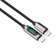 Kabel Solight USB-C z wyświetlaczem, złącze USB-C - złącze USB-C, 100W, 1m