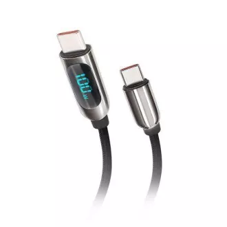 Kabel Solight USB-C z wyświetlaczem, złącze USB-C - złącze USB-C, 100W, 1m
