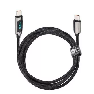 Kabel Solight USB-C z wyświetlaczem, złącze USB-C - złącze USB-C, 100W, 1m