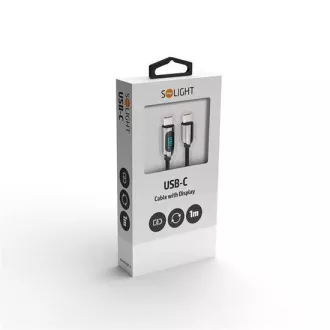Kabel Solight USB-C z wyświetlaczem, złącze USB-C - złącze USB-C, 100W, 1m