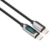 Kabel Solight USB-C z wyświetlaczem, złącze USB-C - złącze USB-C, 100W, 2m