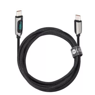 Kabel Solight USB-C z wyświetlaczem, złącze USB-C - złącze USB-C, 100W, 2m