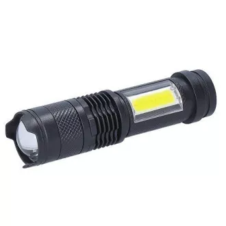Kieszonkowa latarka akumulatorowa Solight LED z zoomem, 100lm   70lm, Li-Ion, USB, czarna