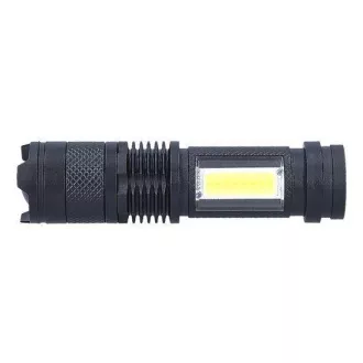 Kieszonkowa latarka akumulatorowa Solight LED z zoomem, 100lm   70lm, Li-Ion, USB, czarna