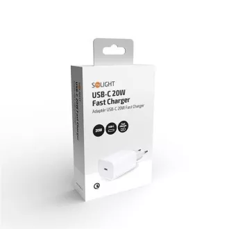 Uniwersalny zasilacz Solight USB-C 20W, biały