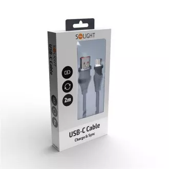 Kabel Solight USB-C, złącze USB 2.0 A - złącze USB-C 3.1, silikon, 2 m