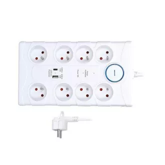 Listwa przeciwprzepięciowa Solight, 8z, USB A C, 2m, biała Listwa przeciwprzepięciowa Solight, 8z, USB A C, 2m, biała